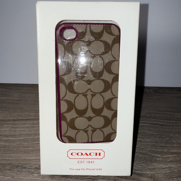 Coach iPhone 4/4S Case NEW In Box F64398 Khaki/Pink - Picture 2 of 8